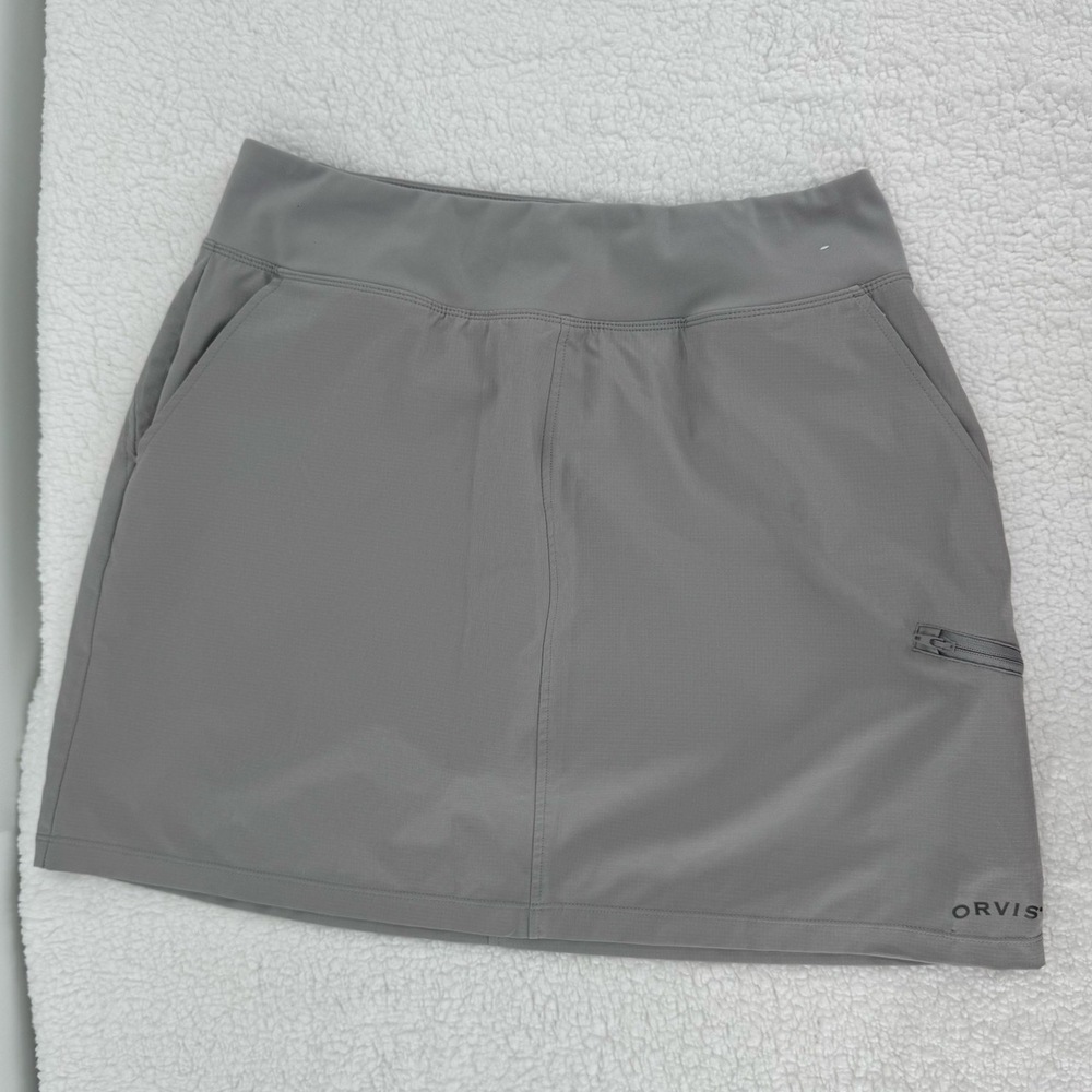 Orvis Gray Zipper Pocket Side Pockets Logo Athletic Skirt Womens Size Medium